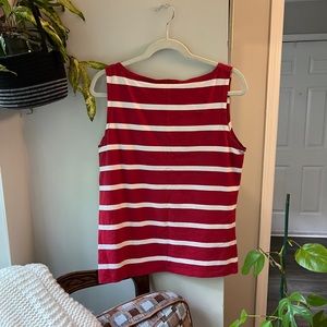 Red & White Boat Neck Tank Top